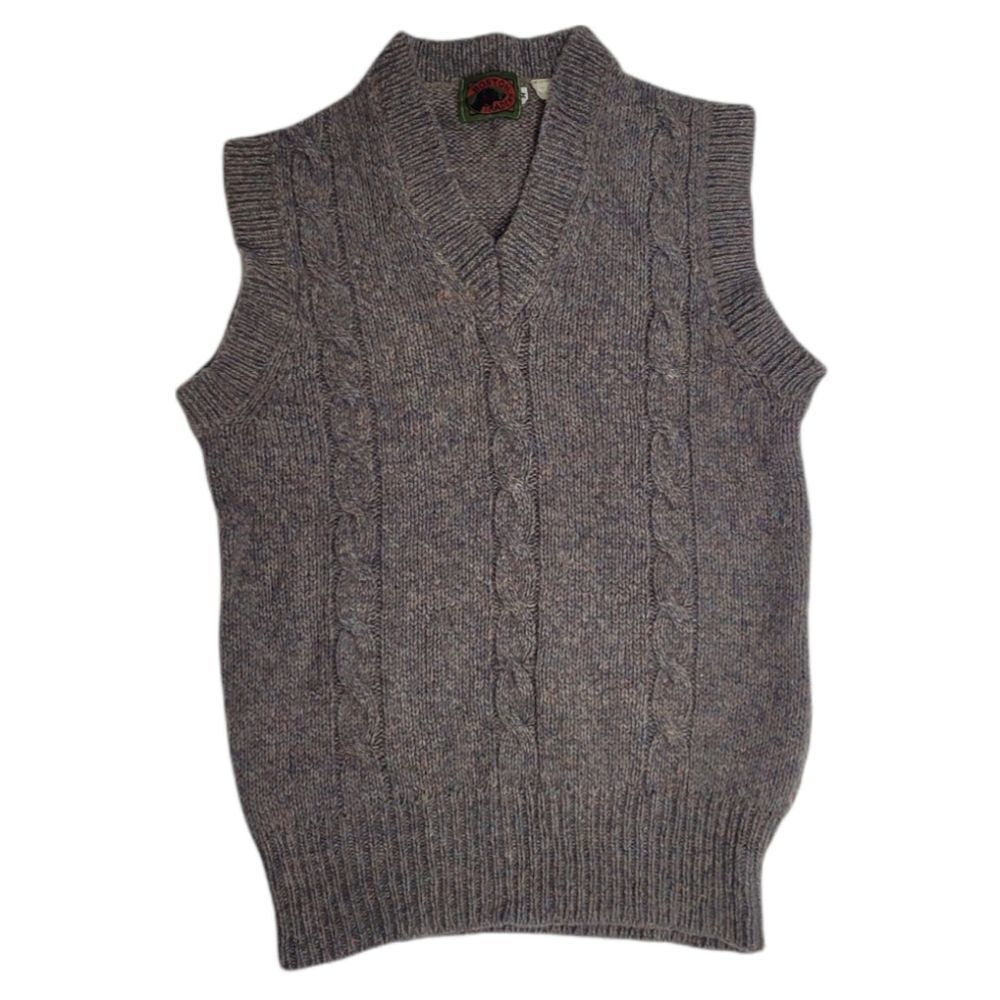 VINTAGE 90s sweater vest multicolor‎ wool cable knit v-neck S